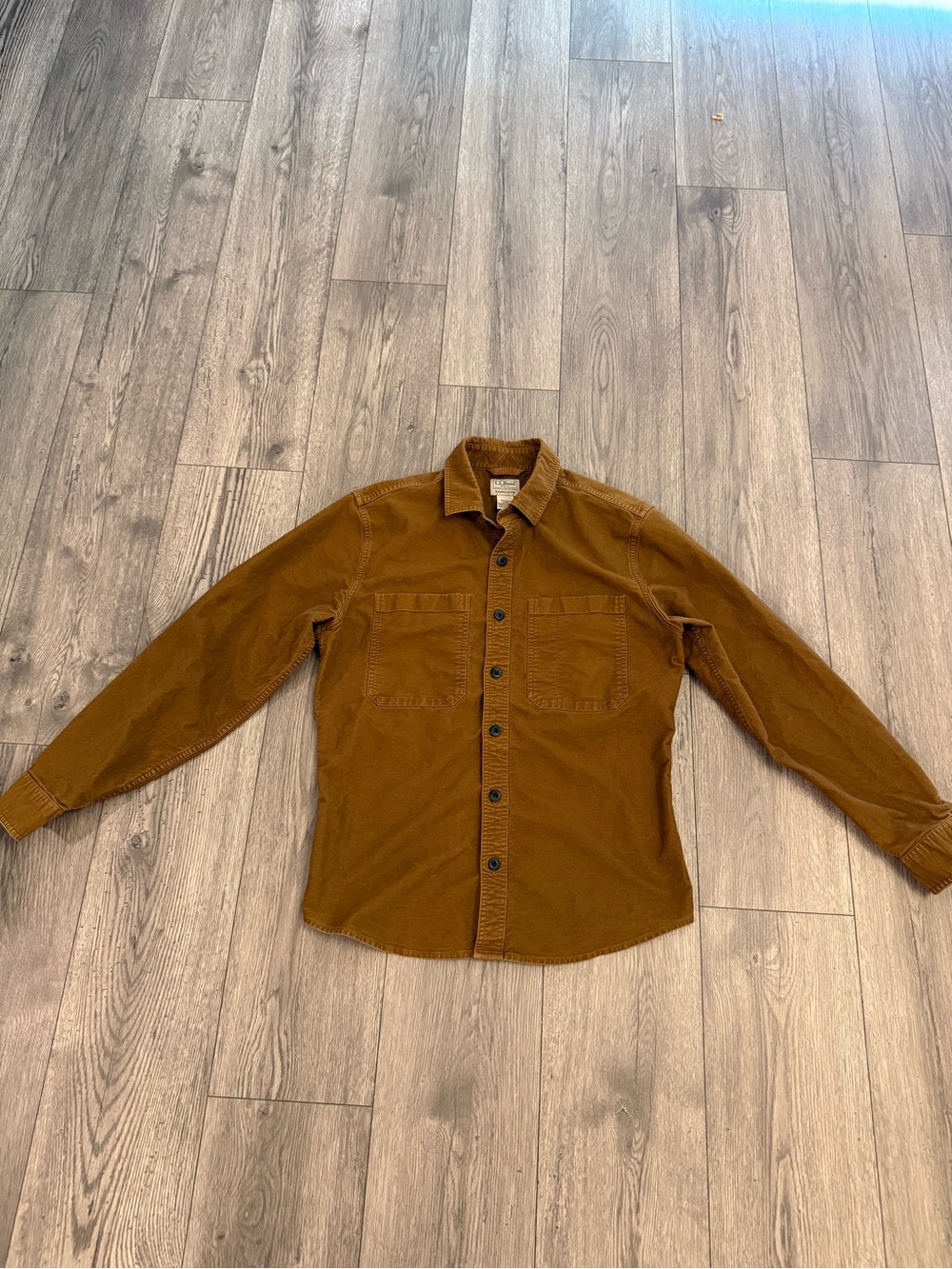 L.L.Bean Brown Textured Long Sleeve Button Up Men’s Size: M Work Casual Shirt